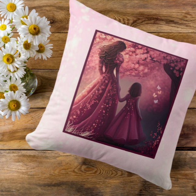Cute Pink Dress Mom Daughter Quote Unique  Throw Pillow (Creator Uploaded)