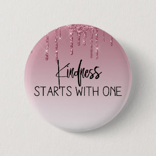 Cute Pink Dripping Glitter Inspirational Button