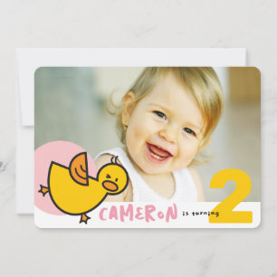 Cute Pink Duckies Ducks Kid Girl Birthday Invite