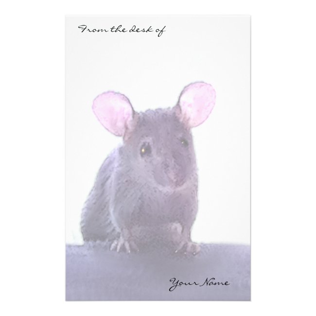 Cute Pink Eared Mouse Drawing Add Your Name