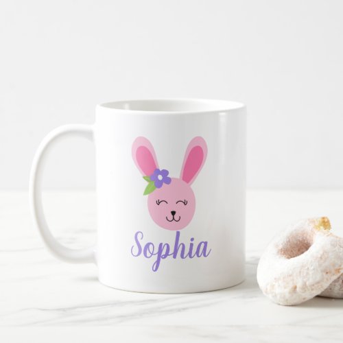 Cute Pink Easter Bunny Girl Personalized Coffee Mug