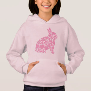 Cute pink Easter bunny hearts cartoon Hoodie
