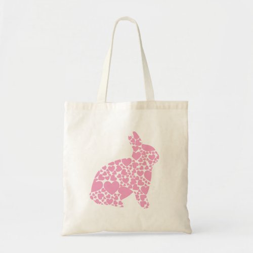 Cute pink Easter bunny hearts cartoon Tote Bag