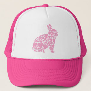 Cute pink Easter bunny hearts cartoon Trucker Hat