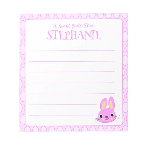 Cute Pink Easter Bunny Lined  Notepad