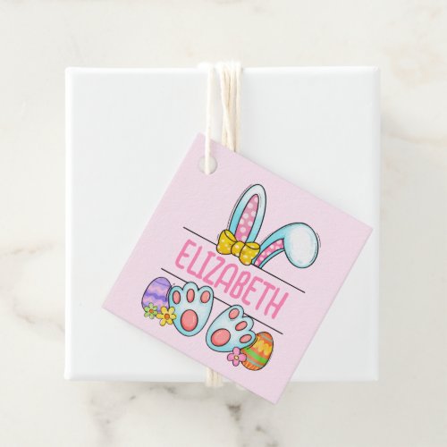 Cute Pink Easter Bunny Personalized Favor Tags