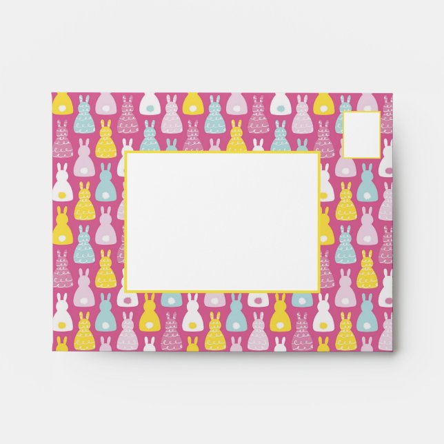 Cute Pink Easter Bunny Rabbit Envelope (Front)