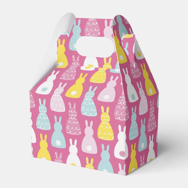 Cute Pink Easter Bunny Rabbit Favor Box (Front Side)