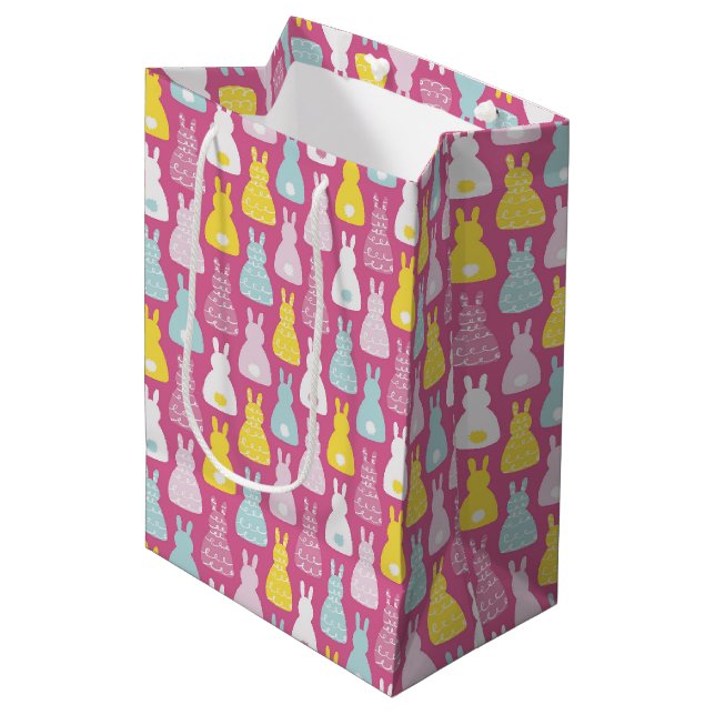 Cute Pink Easter Bunny Rabbit Gift Bag (Front Angled)
