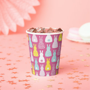 Cute Pink Easter Bunny Rabbit Paper Cups