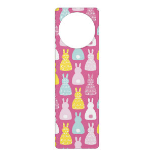 Cute pink Easter bunny rabbit pattern Door Hanger