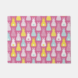 Cute pink Easter bunny rabbit pattern Doormat