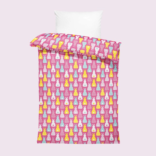 Cute pink Easter bunny rabbit pattern Duvet Cover (Creator Uploaded)