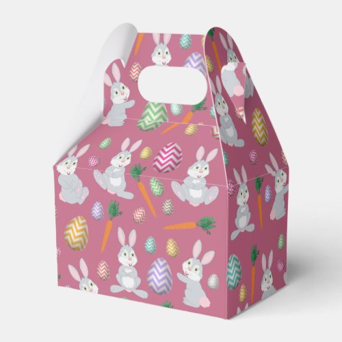 Cute Pink Easter Bunny Rabbit Pattern Favor Boxes