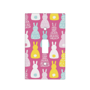 Cute pink Easter bunny rabbit pattern Light Switch Cover