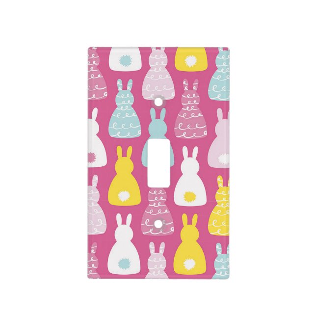 Cute pink Easter bunny rabbit pattern Light Switch Cover (Front)
