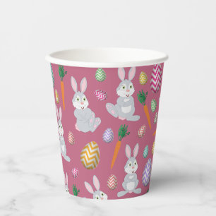 Cute Pink Easter Bunny Rabbit Pattern Paper Cups