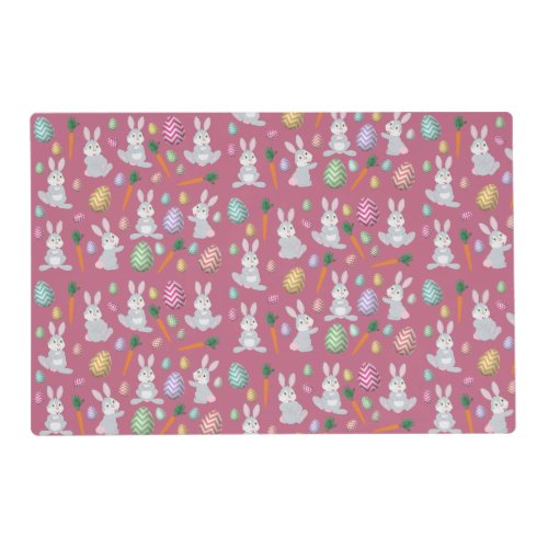Cute Pink Easter Bunny Rabbit Pattern  Placemat