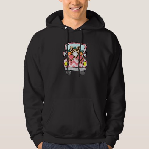 Cute Pink Easter Truck Leopard Bunny Easter Day Wo Hoodie