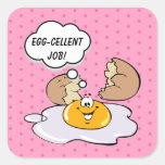 Cute Pink Egg-cellent Job Food Pun Kids Reward Square Sticker