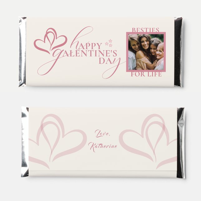 Cute Pink Elegant Typography Photo Galentine's Hershey Bar Favors (Creator Uploaded)