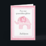Cute Pink Elephant 1st Birthday Granddaughter Card<br><div class="desc">A sweet pink elephant 1st birthday granddaughter card. It features a soft pink watercolor elephant, which says "1st birthday". You will be able to personalize the front of the card with your granddaughter's name. The inside card message can also be easily personalized. The back of this elephant granddaughter 1st birthday...</div>