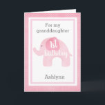 Cute Pink Elephant 1st Birthday Granddaughter Card<br><div class="desc">A sweet pink elephant 1st birthday granddaughter card. It features a soft pink watercolor elephant, which says "1st birthday". You will be able to personalize the front of the card with your granddaughter's name. The inside card message can also be easily personalized. The back of this elephant granddaughter 1st birthday...</div>