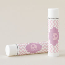 Cute Pink Elephant Baby Girl Shower Party Favor Lip Balm