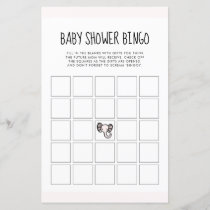Cute pink elephant Baby shower Bingo game