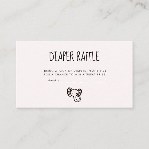 Cute pink elephant Baby shower diaper raffle Enclosure Card
