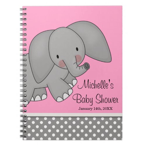 Cute Pink Elephant Baby Shower Guest Book