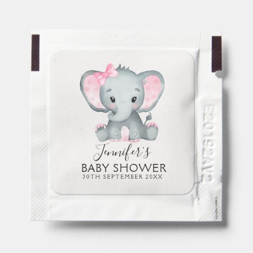 Cute Pink Elephant Baby Shower Party Favor Hand Sanitizer Packet