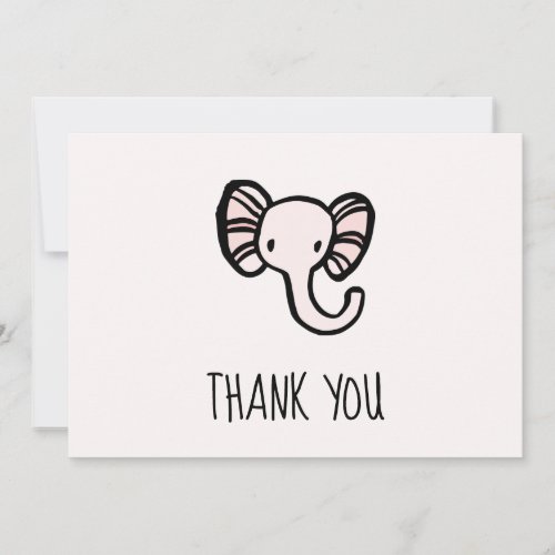 Cute Pink Elephant Baby shower Thank You Card