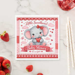 Cute Pink Elephant Baby Shower Welcome Sign  Napkins