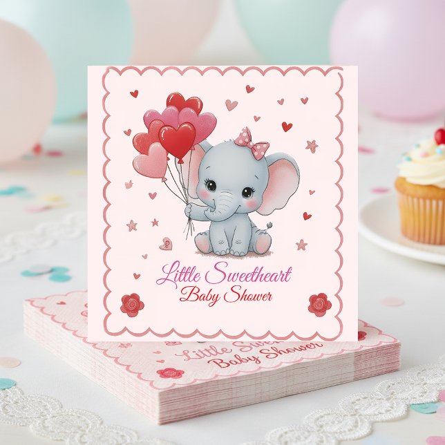 Cute Pink Elephant Baby Shower Welcome Sign  Napkins (Creator Uploaded)