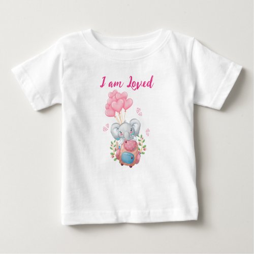 Cute Pink Elephant  Baby T_Shirt