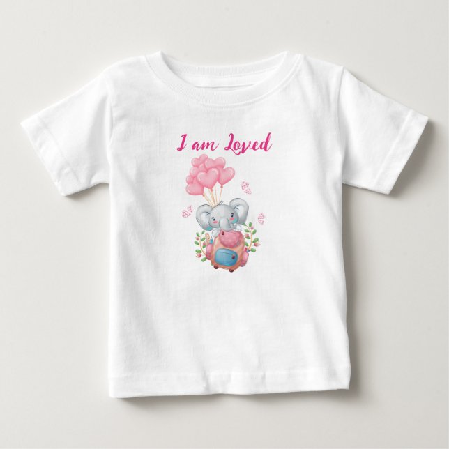 Cute Pink Elephant  Baby T-Shirt (Front)