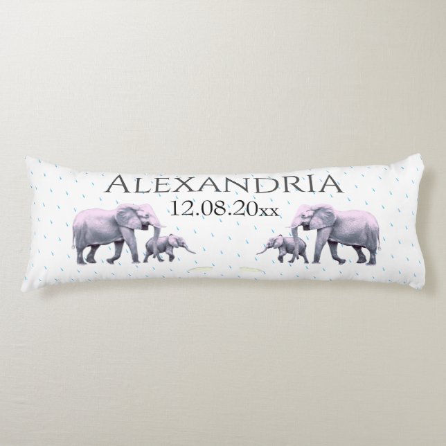 Cute Pink Elephant  bedroom or nursery Body Pillow (Front)