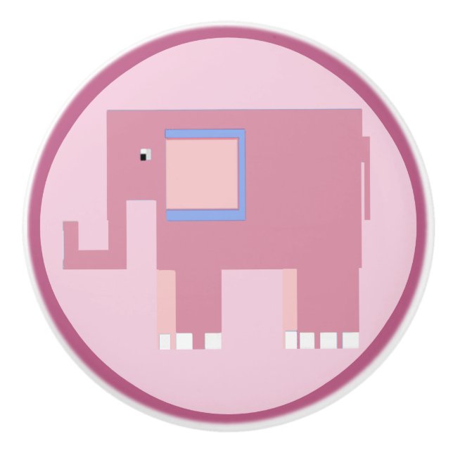 Cute pink elephant ceramic knob (Front)