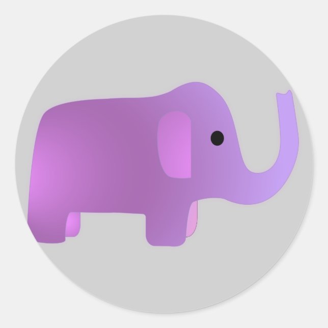 Cute Pink Elephant Classic Round Sticker (Front)