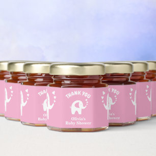 Cute pink elephant design baby shower party honey jar favors