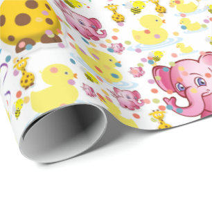 Cute Pink Elephant Duck Wrapping Paper