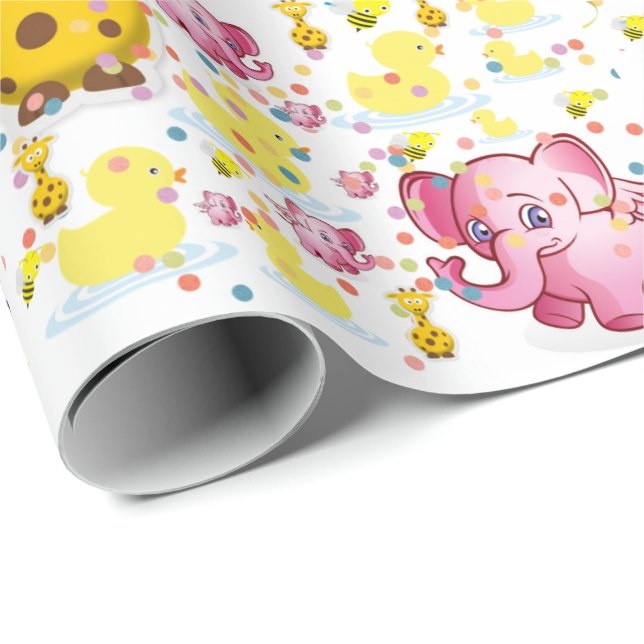 Cute Pink Elephant Gift Wrapping Paper (Roll Corner)
