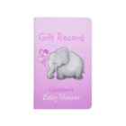 Cute Pink Elephant Girl Baby Shower Gift Record