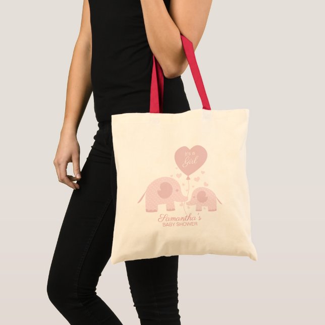 Cute Pink Elephant Girl Baby Shower Tote Bag (Front (Product))