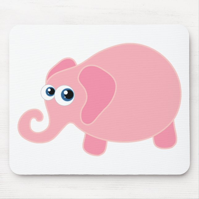 Cute Pink Elephant Mouse Pad (Front)