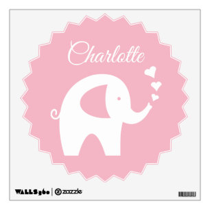 Cute pink elephant nursery room wall decal sticker