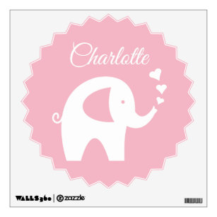 Cute pink elephant nursery room wall decal sticker