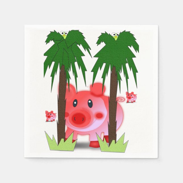 Cute Pink Elephant Paper Napkins (Front)