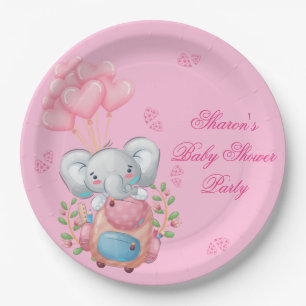 Cute Pink Elephant Paper Plates